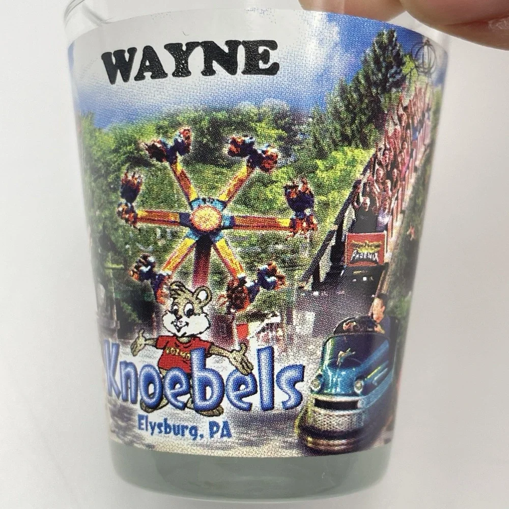 Vintage Wayne Souvenir‎ Shot Glasses Set of 4 Amish PA Atlantic City NJ Knoebels